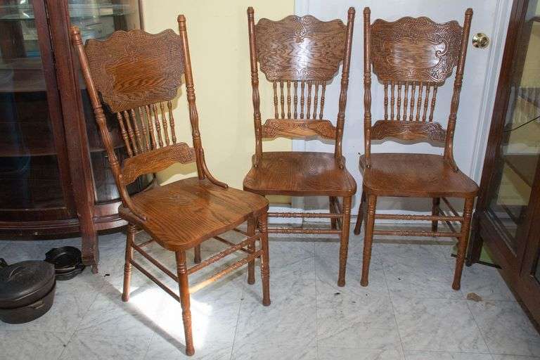 Three Tiger Oak Chairs image