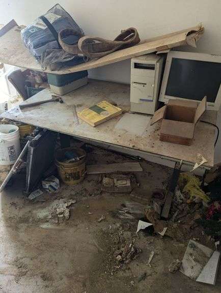 Desk, Table, Shelf & Contents