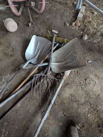 Shovels, Pitch Fork, Post-Hole Digger, Broom