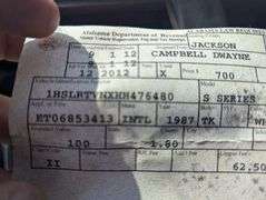 1987 S1900 International Truck, Model 1955, VIN: 1HSLRTVNXHH476480
