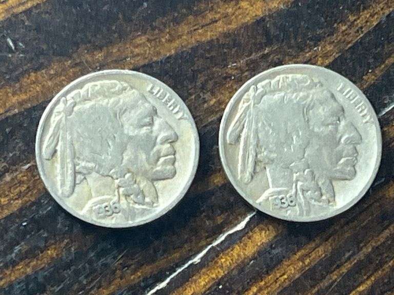 (2) 1936 Buffalo Nickels