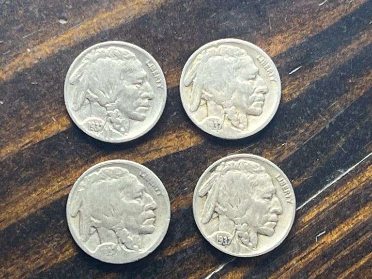 (4) 1937 Buffalo Nickels