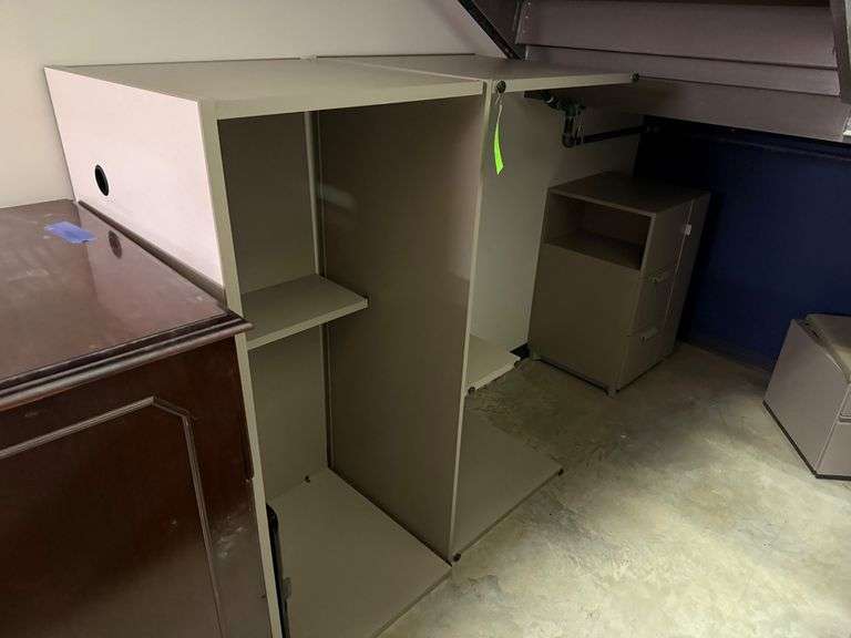 (2) Desks, (2) File Cube Towers and small 2 Drawer File Cabinet image