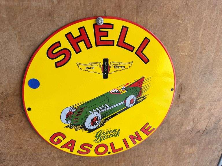 Porcelain steel "Shell" sign, 12" image