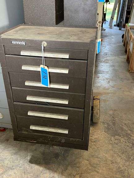 Lot - Kennedy Versa-Cart Tool Cabinet with Key, Assorted Tools, and Parts image