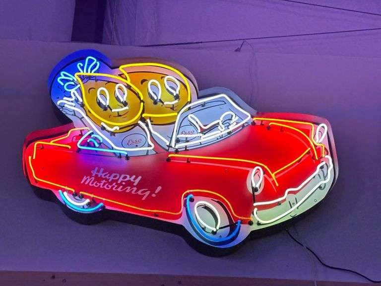 LARGE Neon "Esso Cars", 3 1/2' X 5'. image