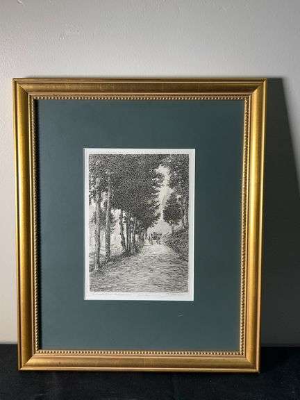 Framed and Signed Antique Etching by Virgilio Faiui image