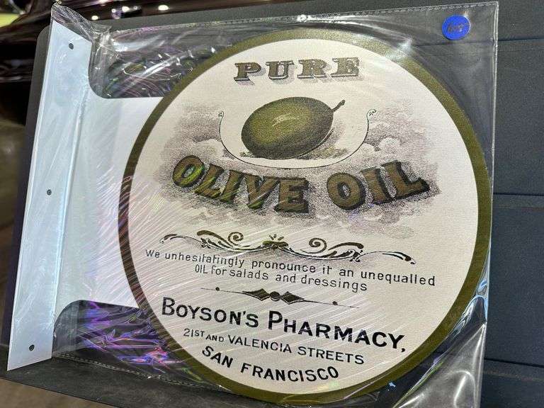 Metal double sided flange sign - Pure Olive Oil Pharmacy image