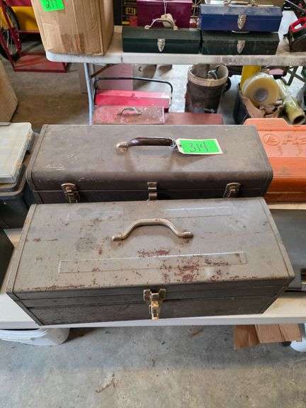 Lot - (2) Tool Boxes with Contents and Wrench Set image