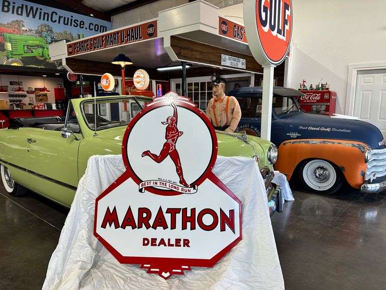 Porcelain steel "Marathon Dealer" sign, double sided image