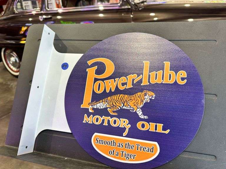 Metal double sided flange sign - Power Lube image