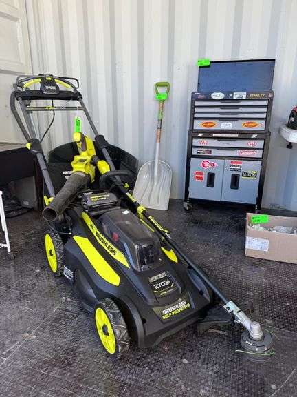 Ryobi 20in Cordless Lawn Mower, Blower and Weed Trimmer with (1) 40V Battery image