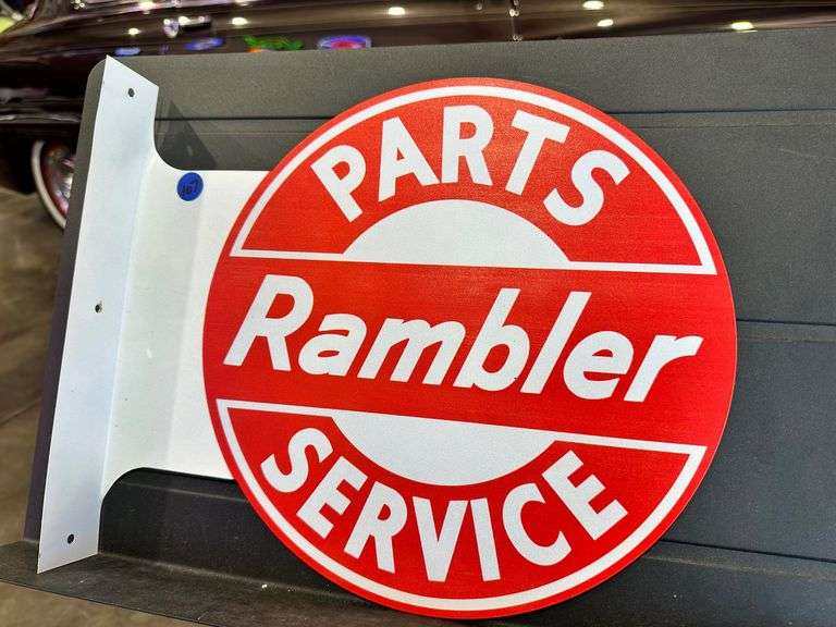 Metal double sided flange sign - Rambler Parts & Service image