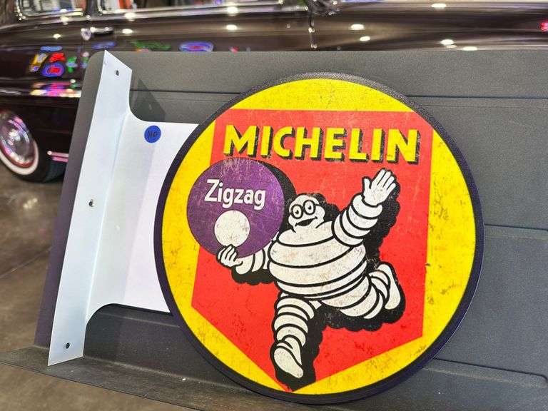 Metal double sided flange sign - Michelin Tires image