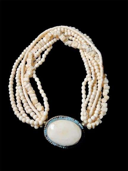 Antique Bone and Copper Multi-Strand Necklace image