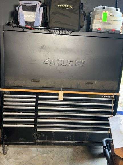 Lot - Rolling Husky Tool Chest with Assorted Tools and Parts image