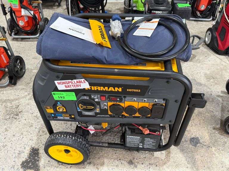 Firman H07552 7,000 Watt Gas and Propane Generator - Electric Start with Cover and Accessories image