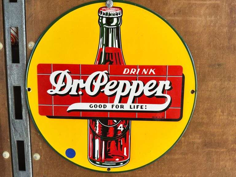 Porcelain steel "Dr Pepper".  12" image