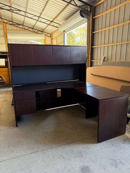 Large L-Shaped Desk with Cabinets image