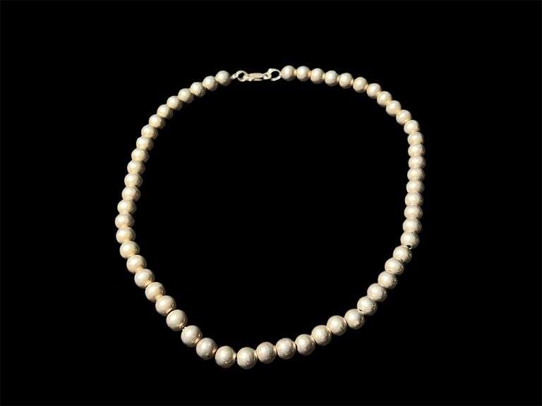 Vintage Sterling Silver Beaded Necklace image