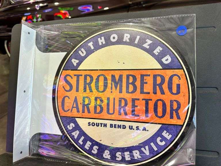 Metal double sided flange sign - Stromberg Carbs image