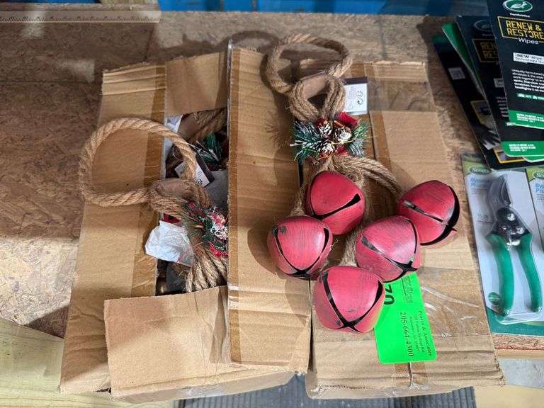 (8) Bundle - Iron Bell with Checkered Bow Christmas Decoration image