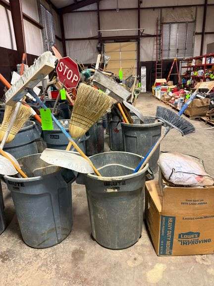 Trash Bin with Broom, Shovel, Scraper image