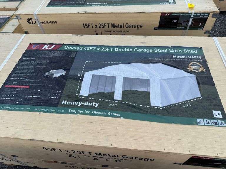 2025 KJ Unused K4525 45ft x 25ft Double Garage Steel Barn Shed image