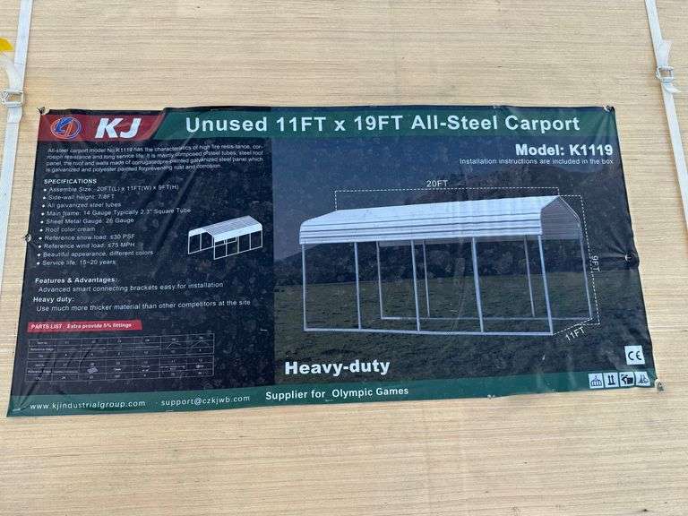 2025 KJ Unused K1119 11ft x 19ft All-Steel Carport image