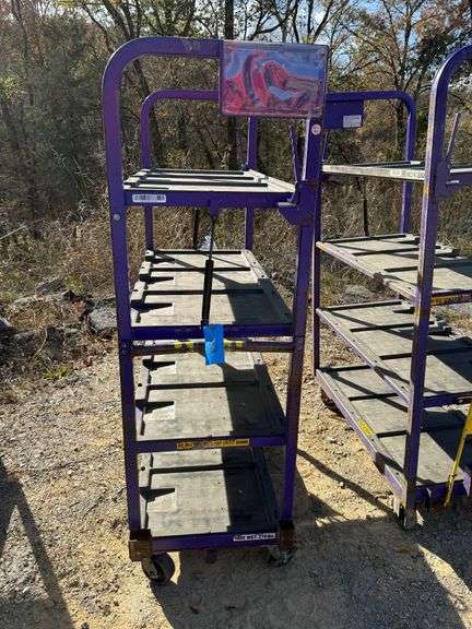 Towable Industrial 4-Tier Rolling Cart with Adjustable Top Shelf image