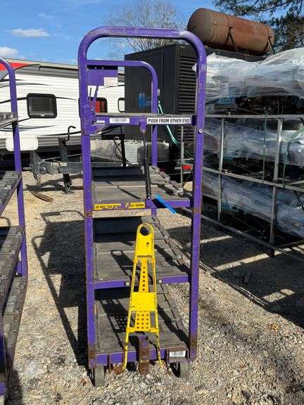 Towable Industrial 4-Tier Rolling Cart with Adjustable Top Shelf image