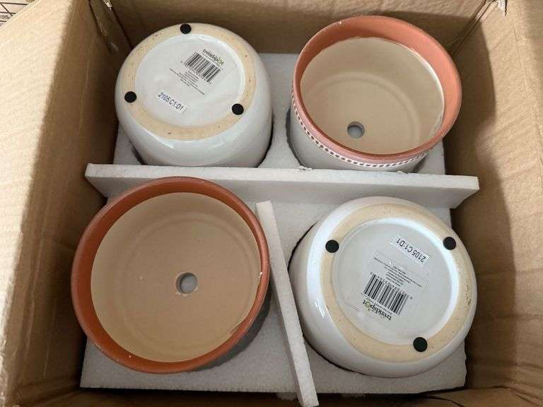 (5) Trendspot 6in Ada Whitewash Ceramic Planter, 4pcs per box image