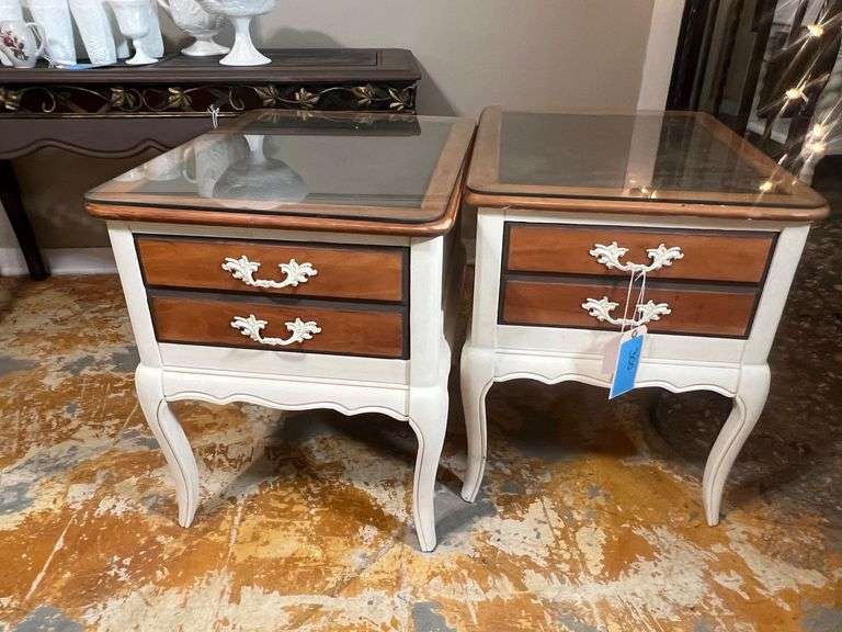 Lot - (2) Night Stands with Glass Tops image