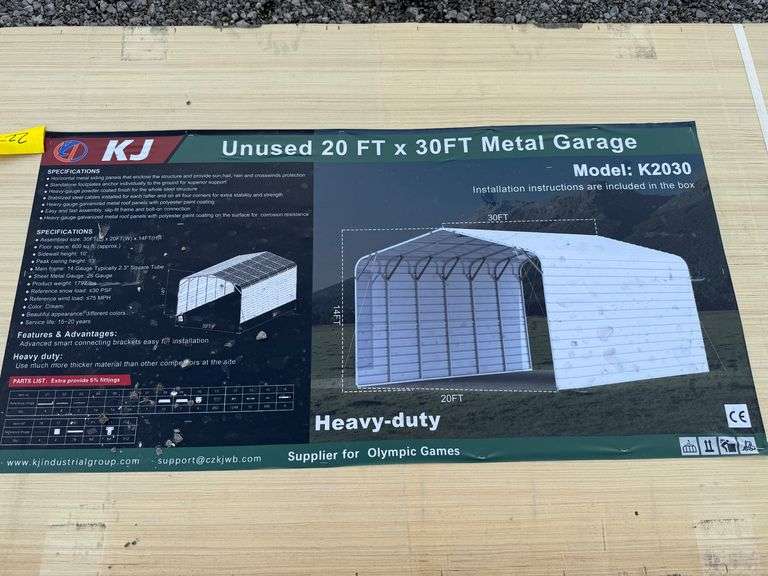 2025 KJ Unused K2030 20ft x 30ft Metal Garage image