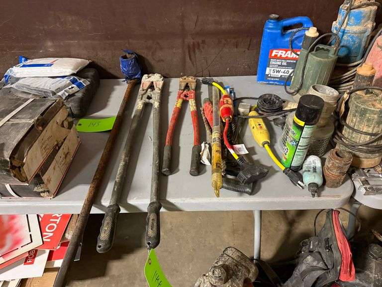 Tool Lot - Bolt Cutters, Socket, misc image
