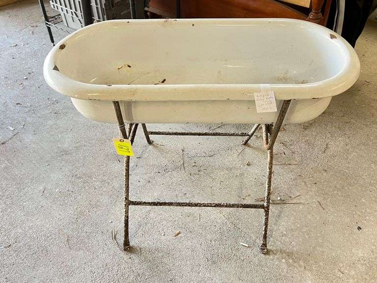 Antique Baby Bath Tub with Stand image