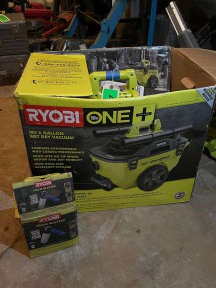 Lot - Ryobi ONE+ Cordless Wet/Dry Vacuum and Foam Blaster image
