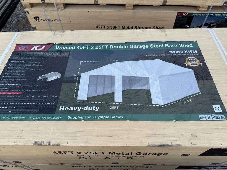 2025 KJ Unused K4525G 45ft x 25ft Double Garage Steel Barn Shed image