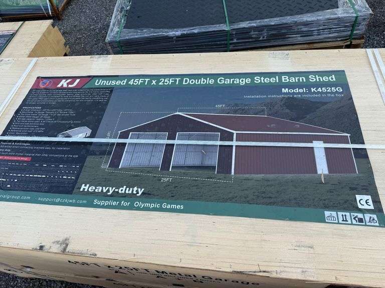 2025 KJ Unused K4525G 45ft x 25ft Double Garage Steel Barn Shed image
