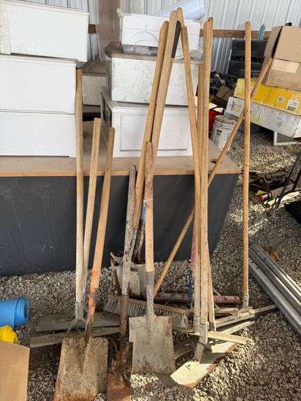 Lot - Shovels, Spades, Brushes, Squeegees image