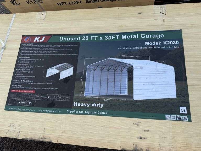 2025 KJ Unused K2030 20ft x 30ft Metal Garage image