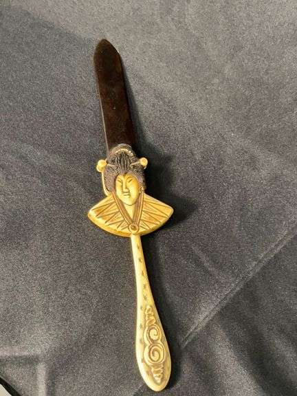 Antique Asian Letter Opener Tagua Nut (Vegetable Ivory) image
