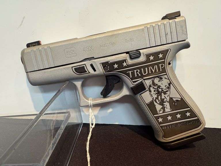Glock 43X 9mm Pistol - Special Edition Trump Mugshot Never Surrender image