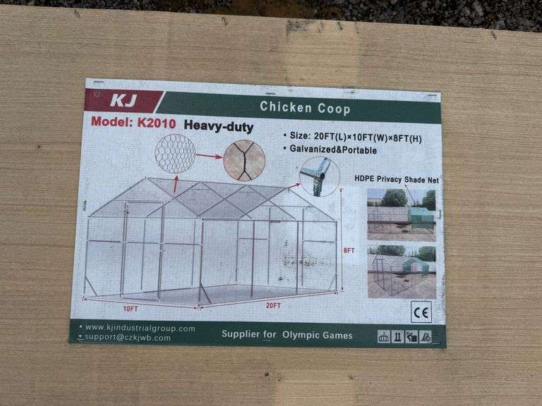 2025 KJ Unused K2010 20ft x 10ft x 8ft(T) Chicken Coop image