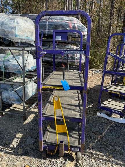 Towable Industrial 4-Tier Rolling Cart with Adjustable Top Shelf image