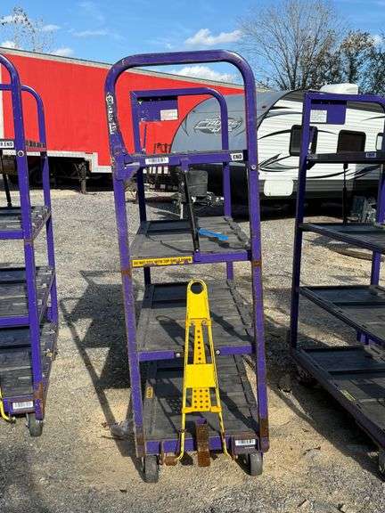 Towable Industrial 4-Tier Rolling Cart with Adjustable Top Shelf image