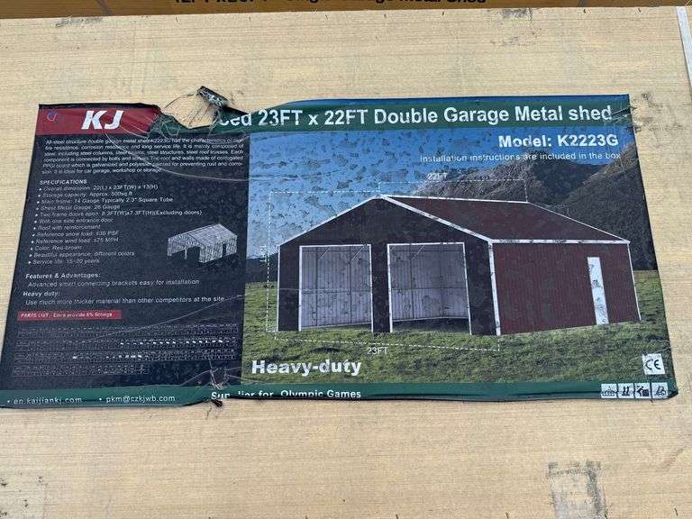 2025 KJ Unused K2223G 23ft x 22ft Double Garage Metal Shed image
