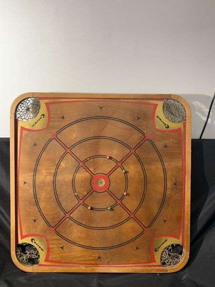 Vintage Wooden Carrom/Checkers Double-Sided Game Board image