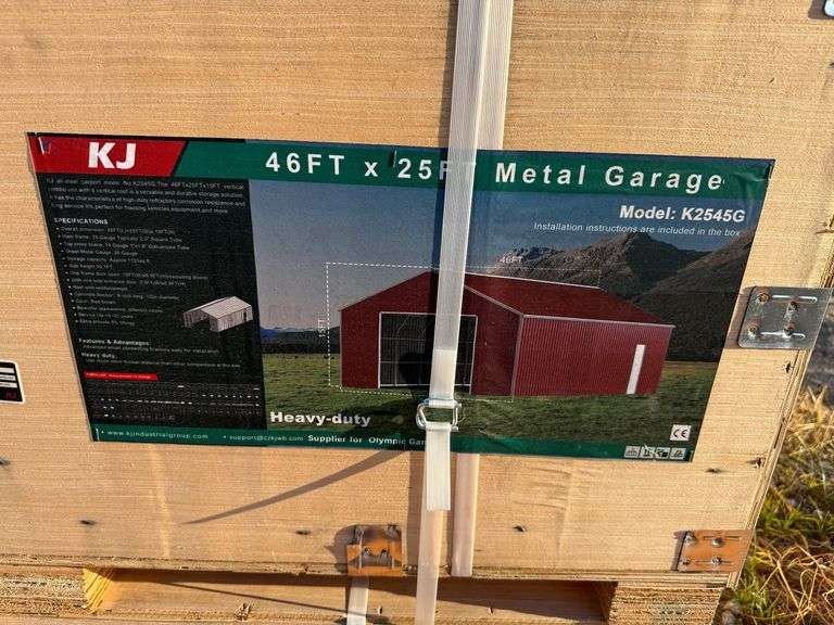 KJ Unused K2545G 46ftx25ft Metal Garage image