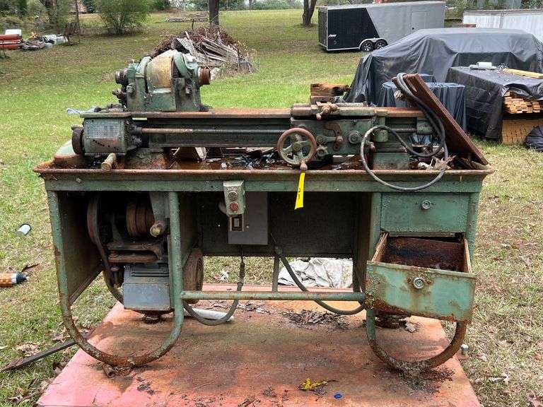 Lathe Machine on Metal Stand image